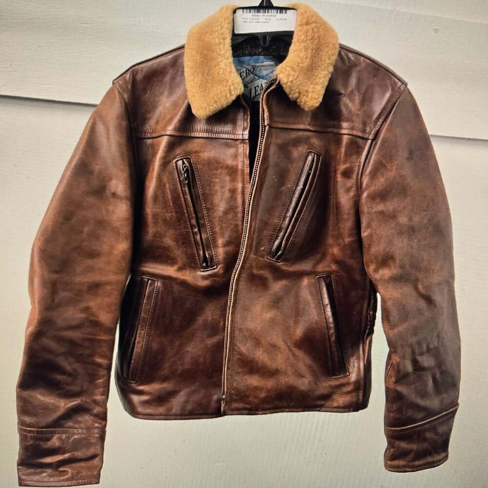 Aero Leathers Horsehide Aviator Jacket Size 36 Brown Shearling Collar